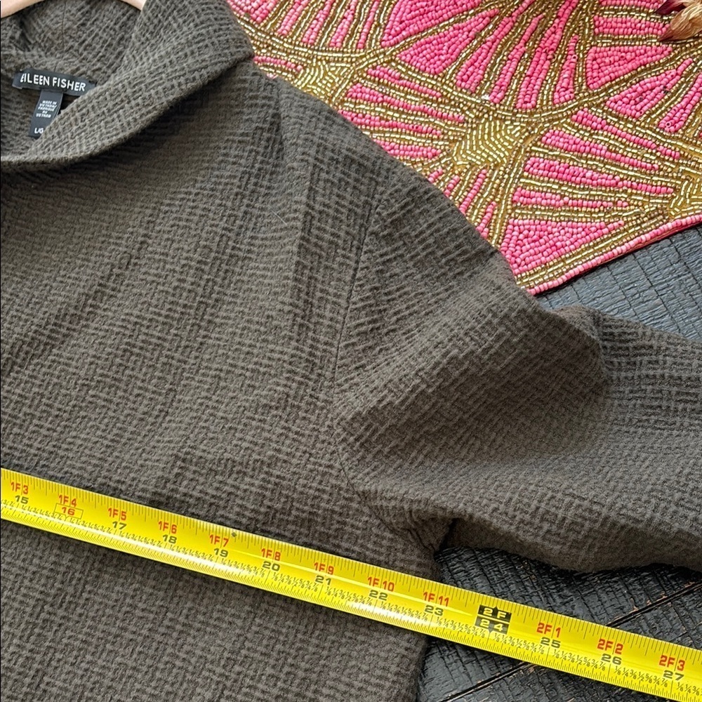 Eileen Fisher Cotton / Tencel Stretch Basket Shawel Collar Cardigan sz Large - Picture 6 of 8